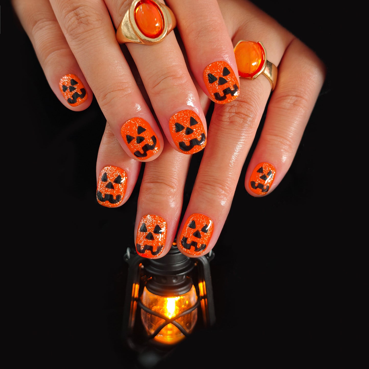 Naivelle Press On Nails Short Orange-Halloween-S100