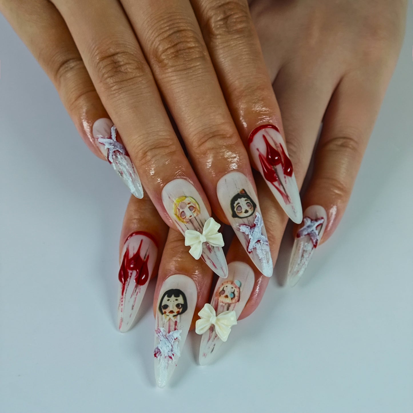 Naivelle Press On Nails Long White-Halloween-S109