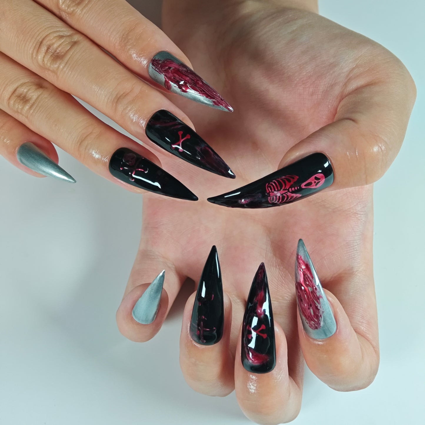 Naivelle Press On Nails Long Black-Halloween-S114
