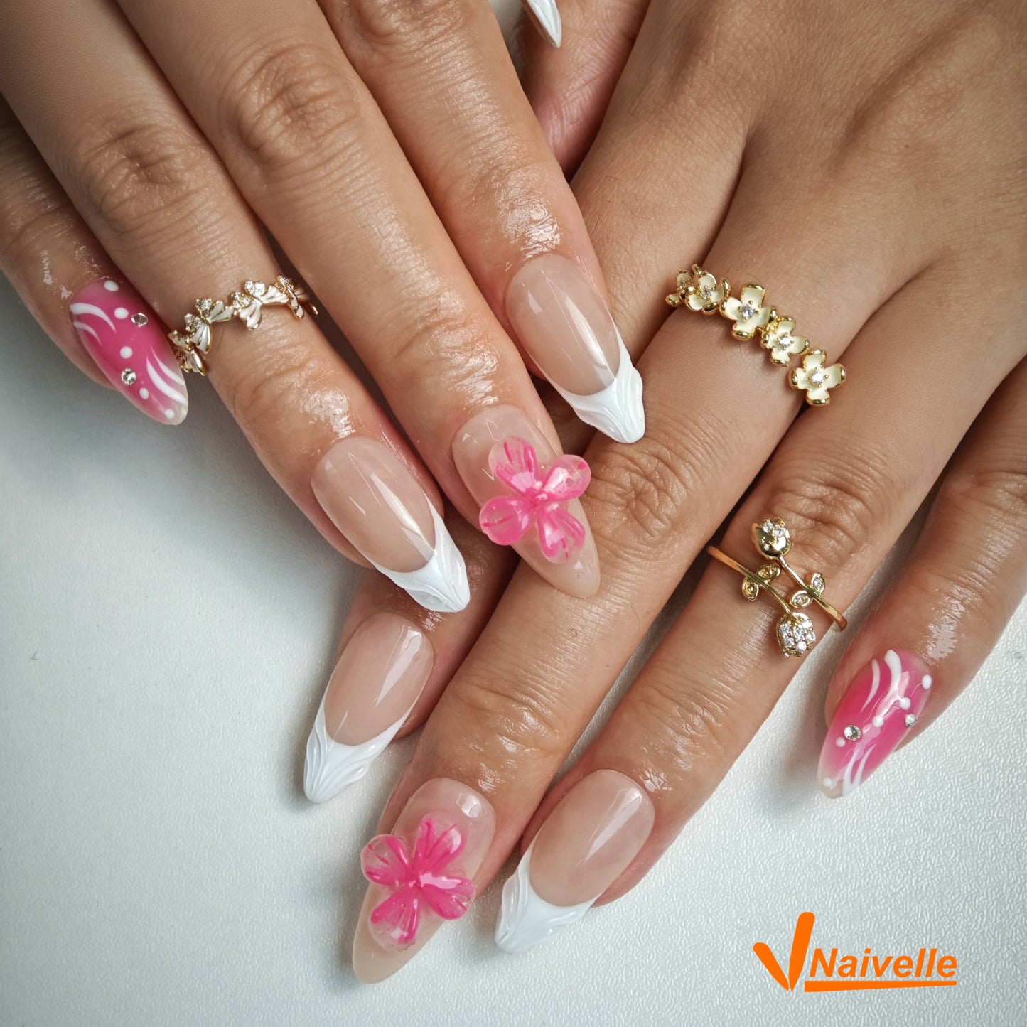 Naivelle Press On Nails Middle Pink-Wedding-C6