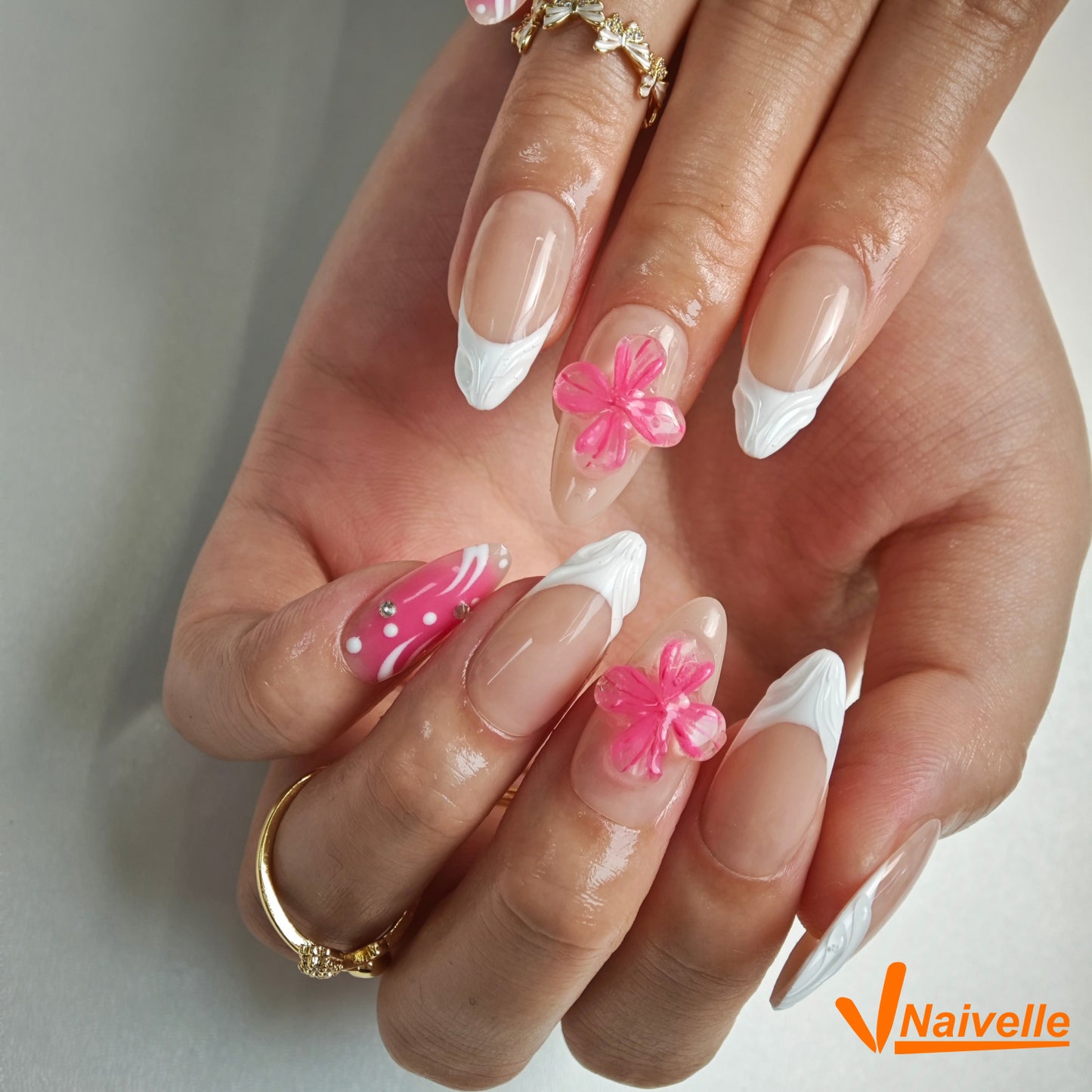 Naivelle Press On Nails Middle Pink-Wedding-C6