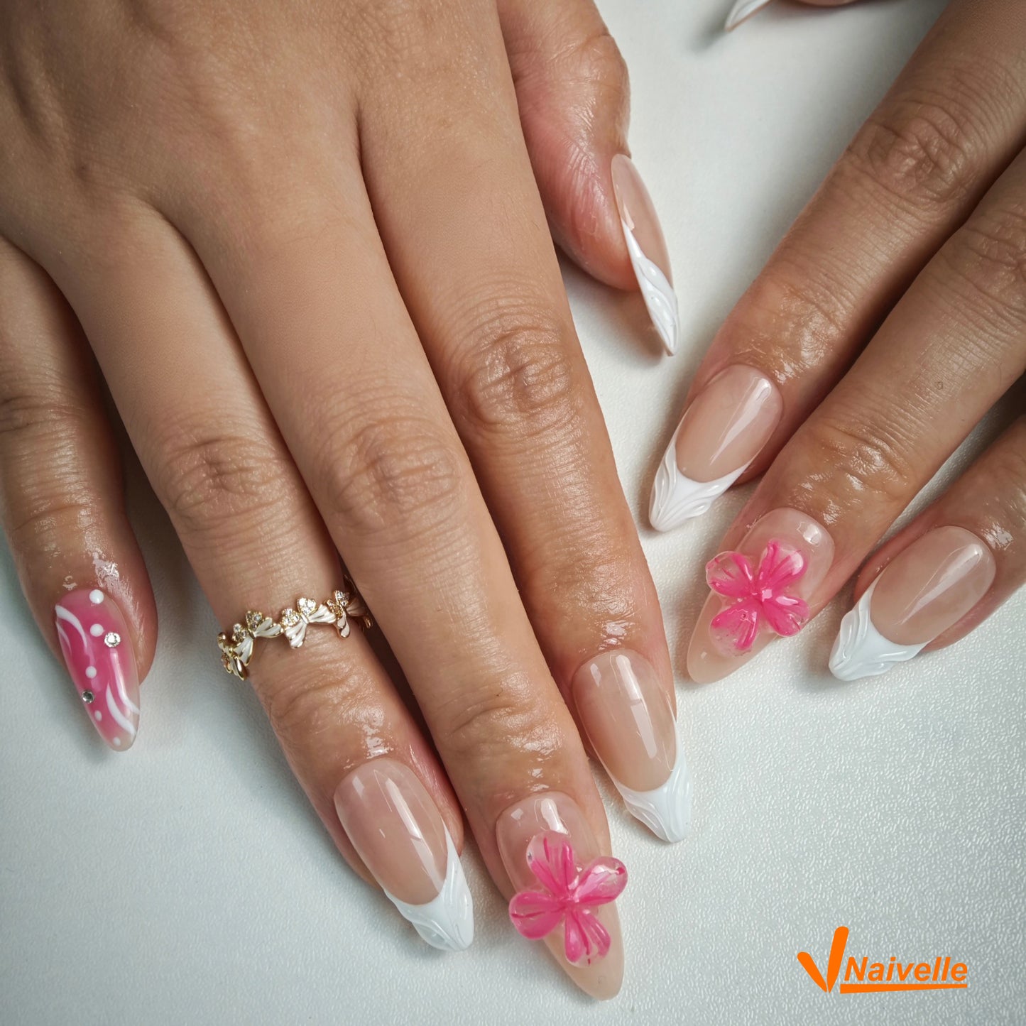 Naivelle Press On Nails Middle Pink-Wedding-C6