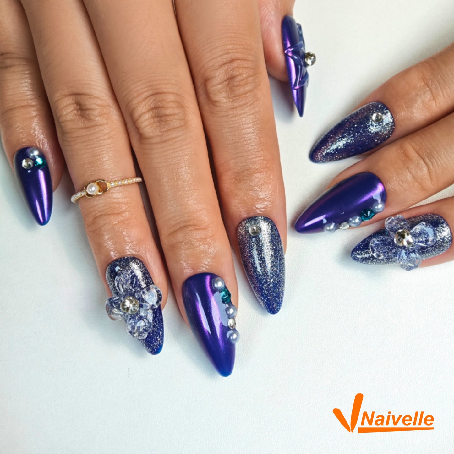 Naivelle Press On Nails Middle Blue-Party-C7