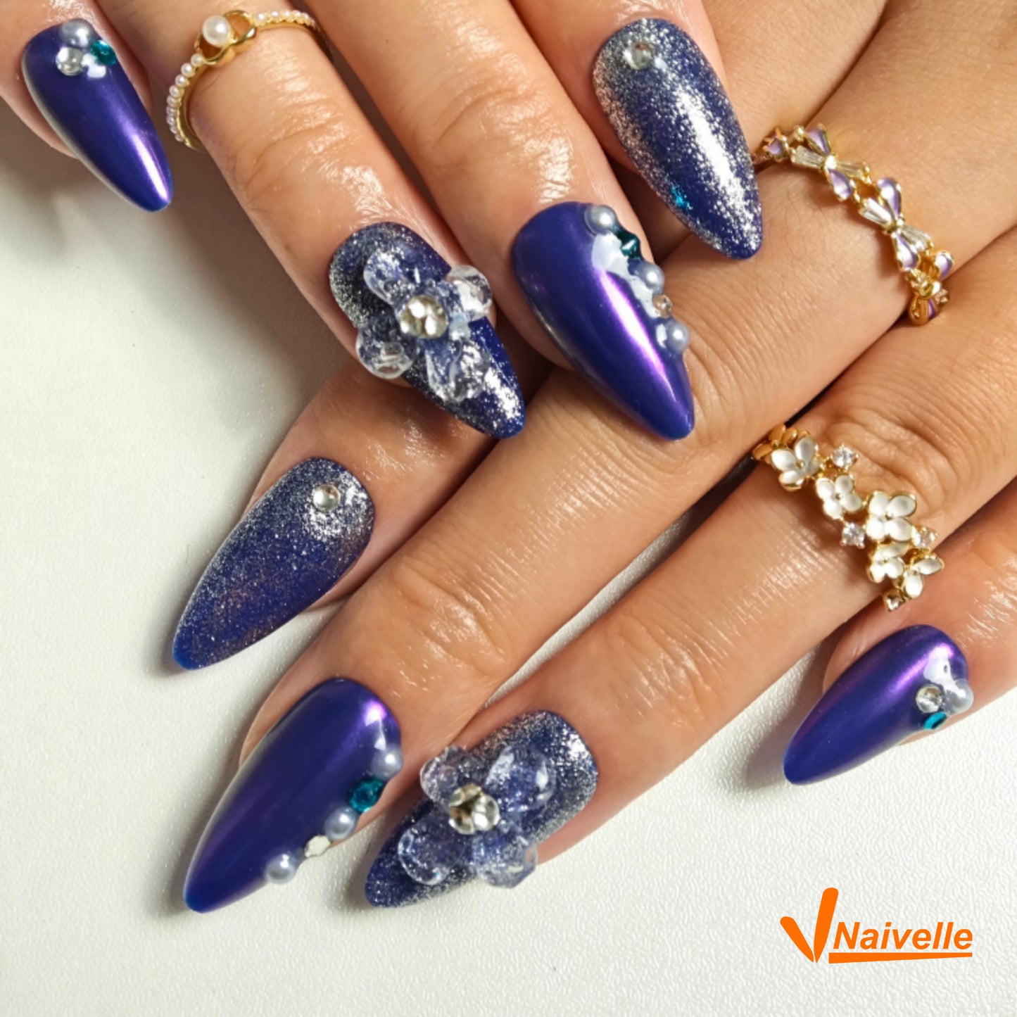 Naivelle Press On Nails Middle Blue-Party-C7
