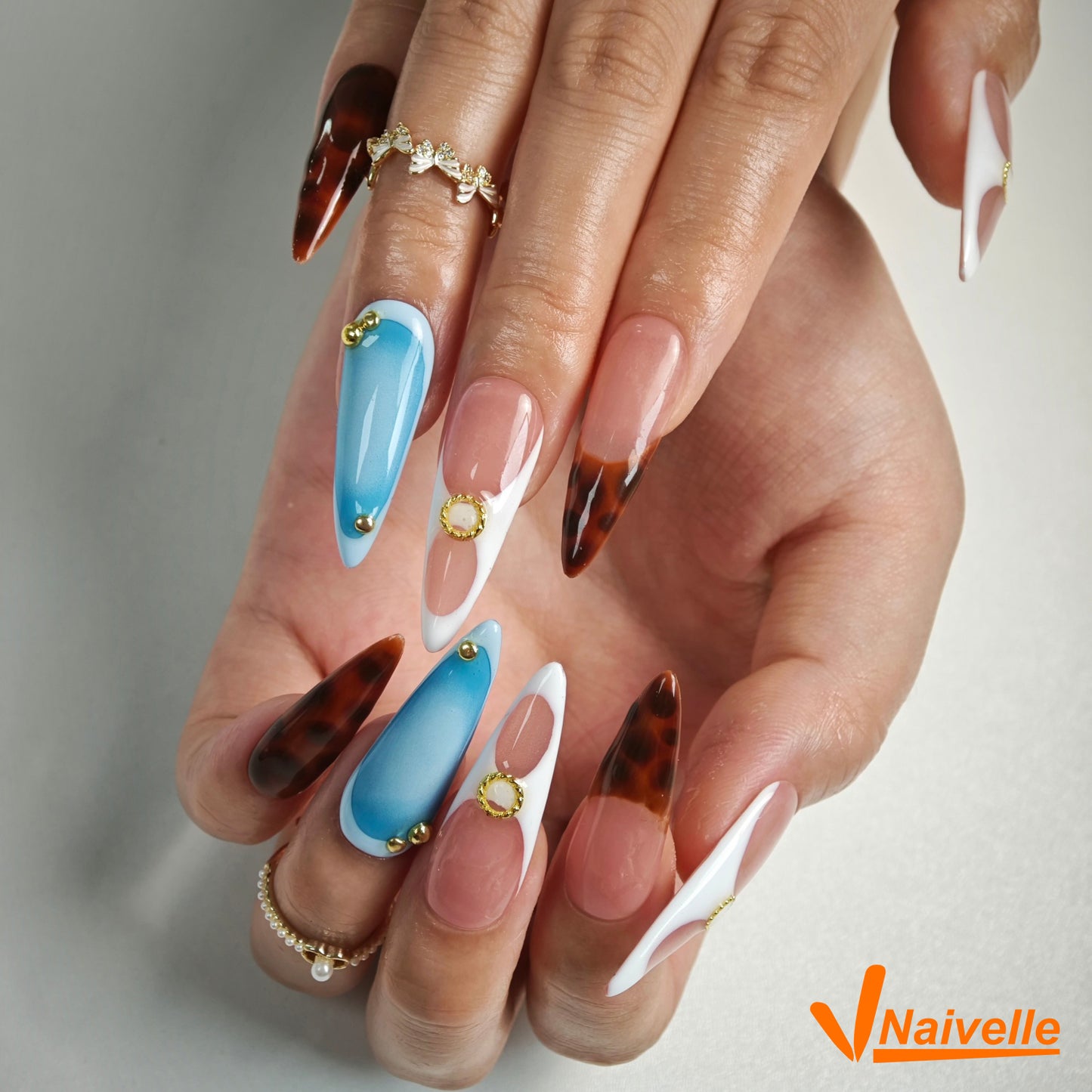 Naivelle Press On Nails Long Blue-Party-C9