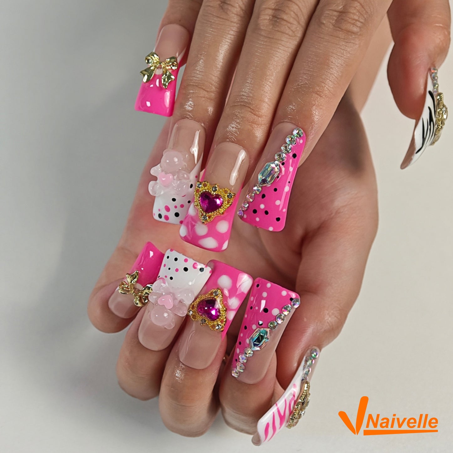 Naivelle Press On Nails Middle Pink-Party-C10