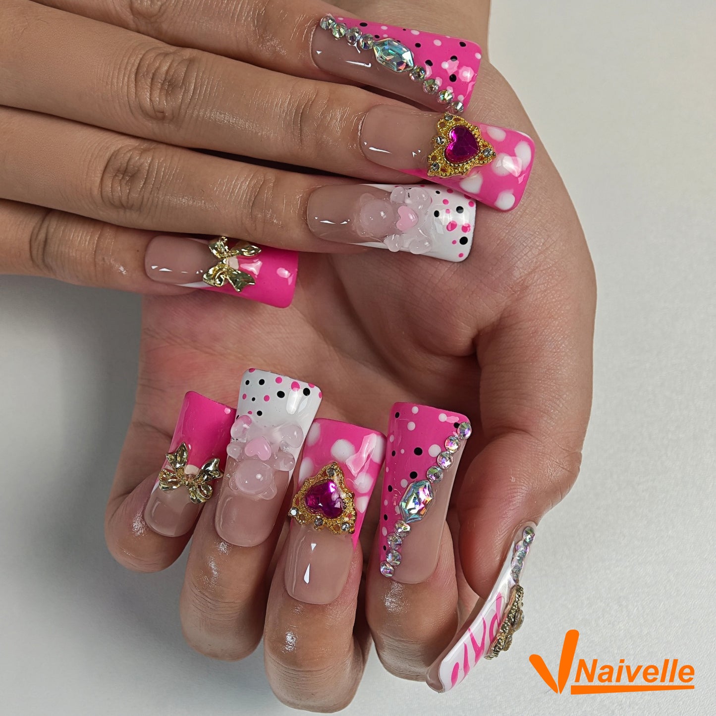 Naivelle Press On Nails Middle Pink-Party-C10