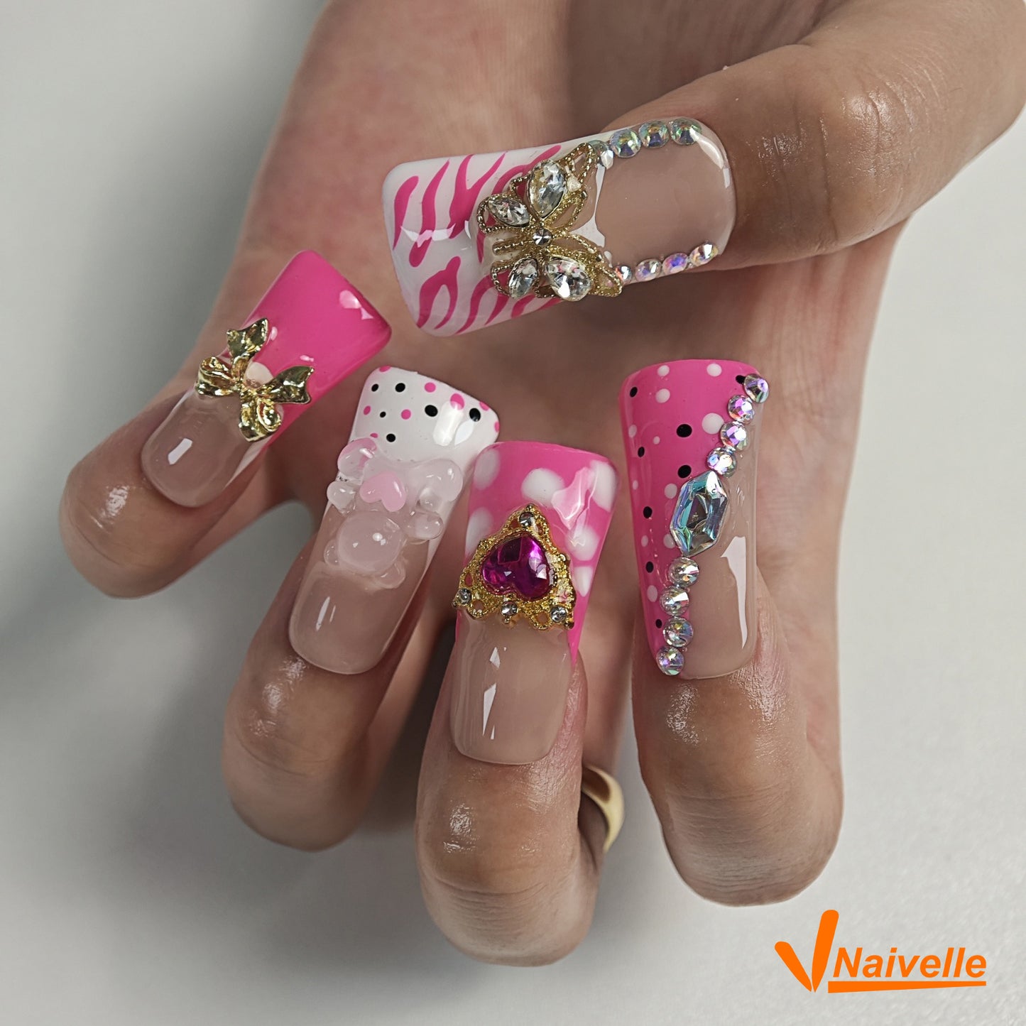 Naivelle Press On Nails Middle Pink-Party-C10