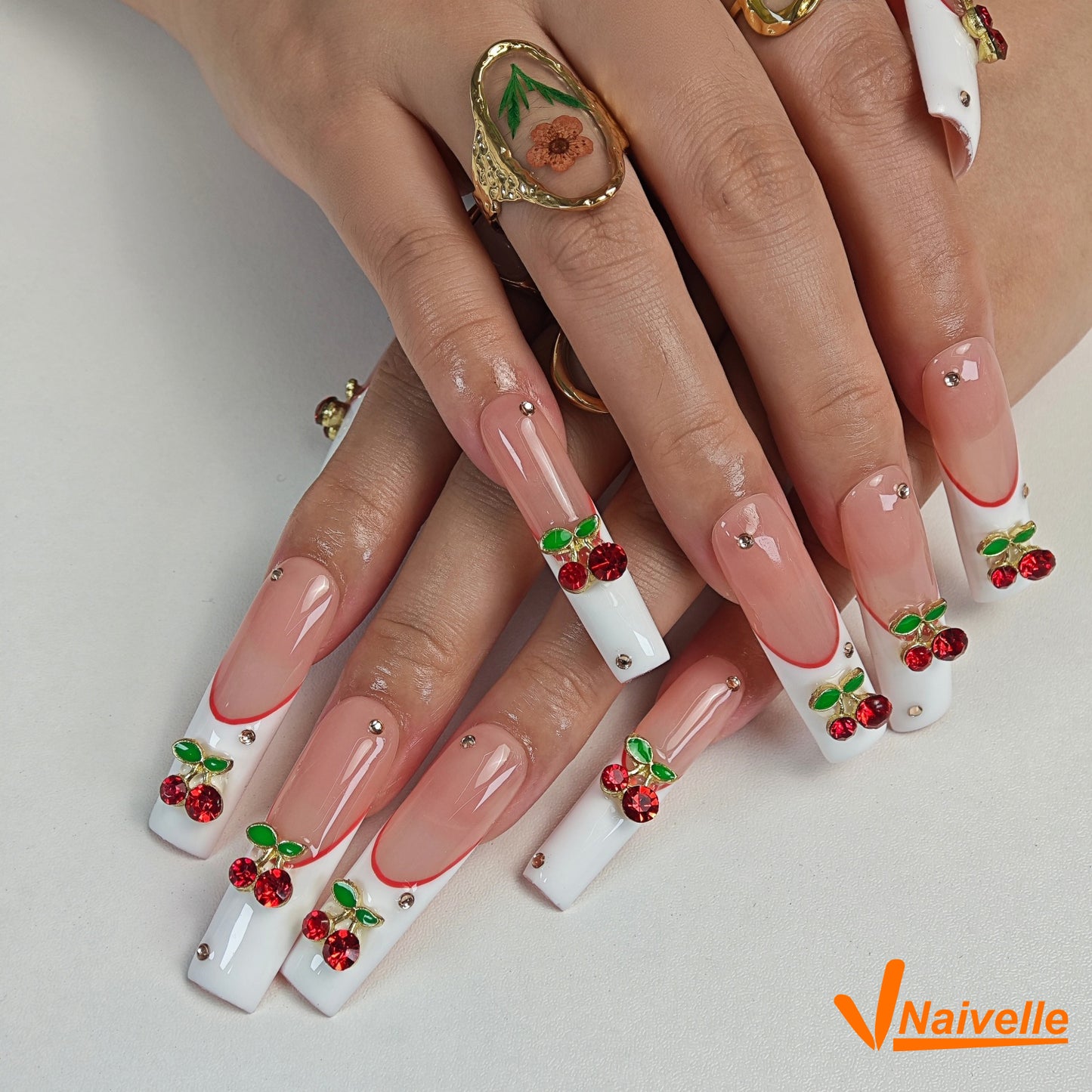 Naivelle Press On Nails Long Pink-Party-C11