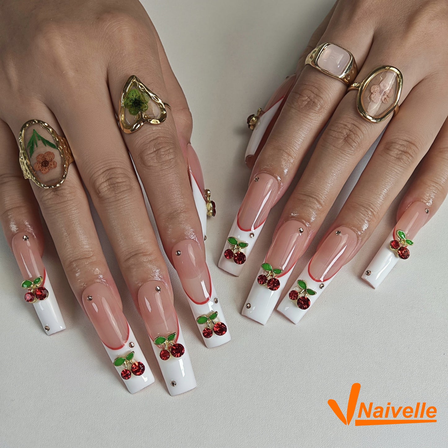 Naivelle Press On Nails Long Pink-Party-C11