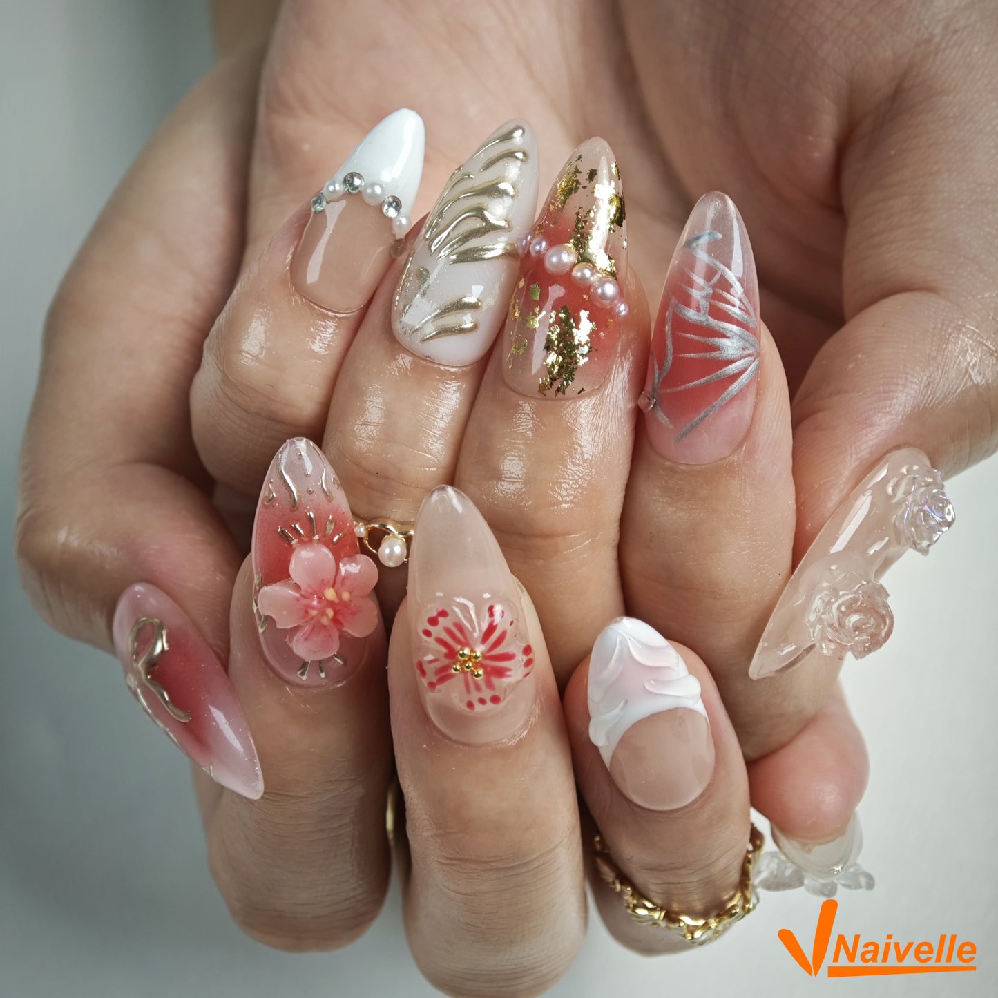 Naivelle Press On Nails Middle Pink-Party-C13