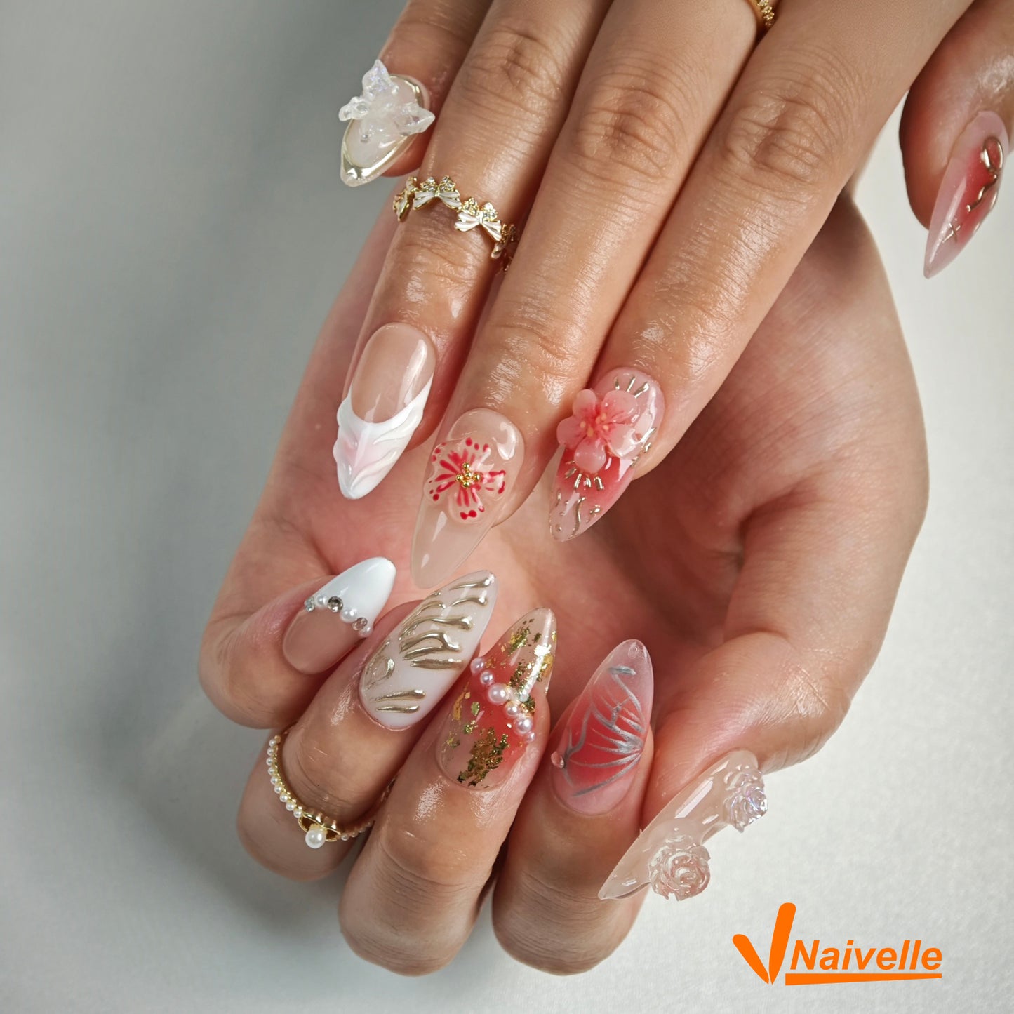 Naivelle Press On Nails Middle Pink-Party-C13