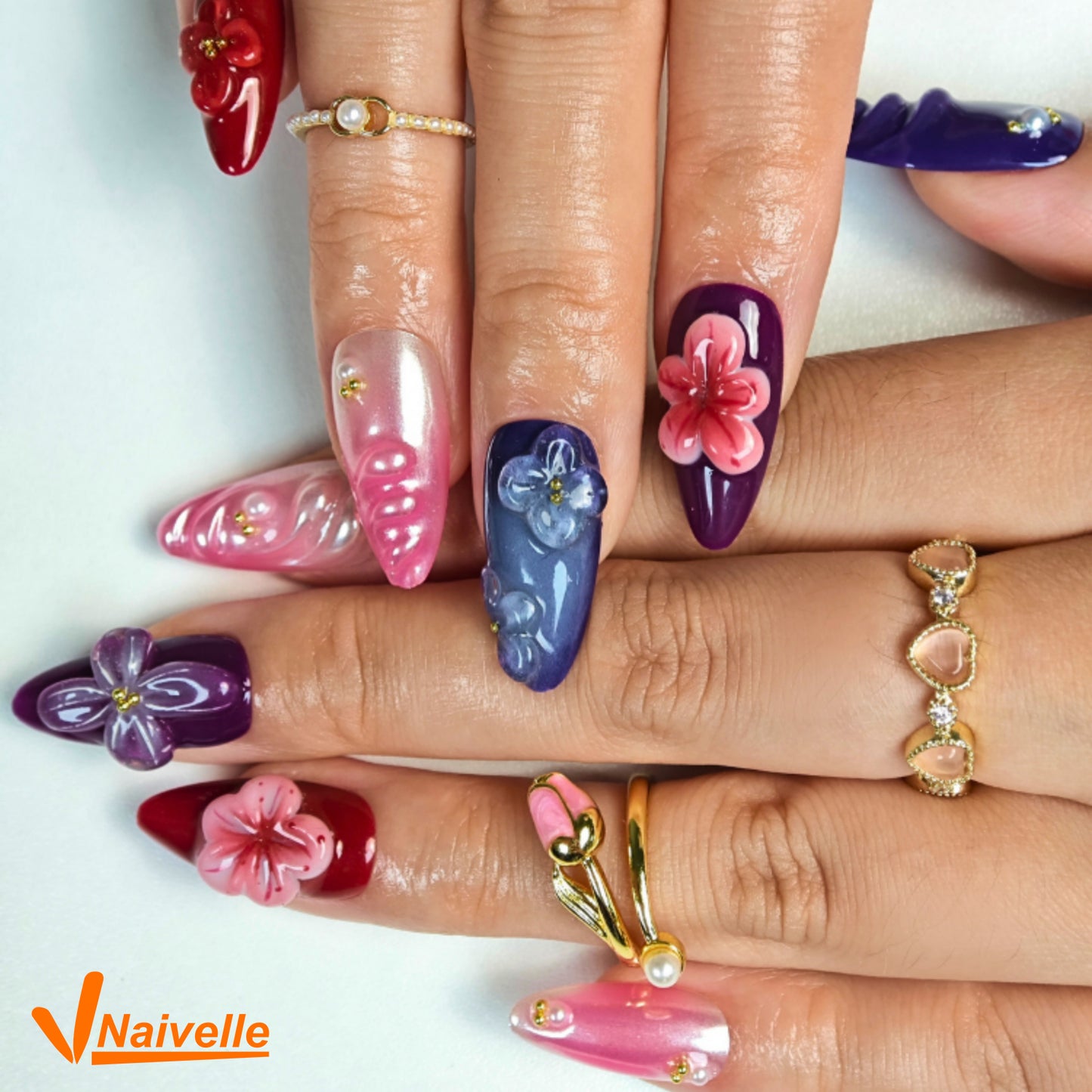 Naivelle Press On Nails Middle Purple-Party-C14