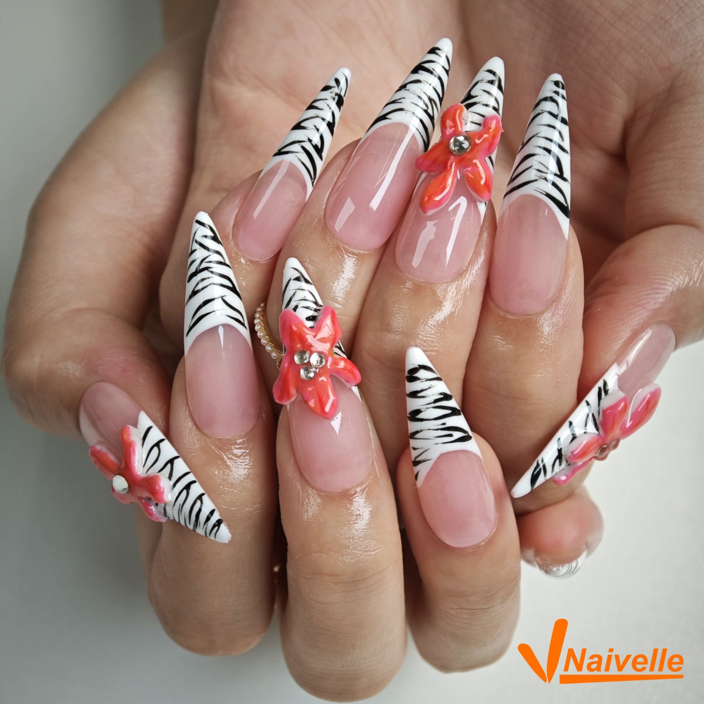 Naivelle Press On Nails Long Pink-Party-C16