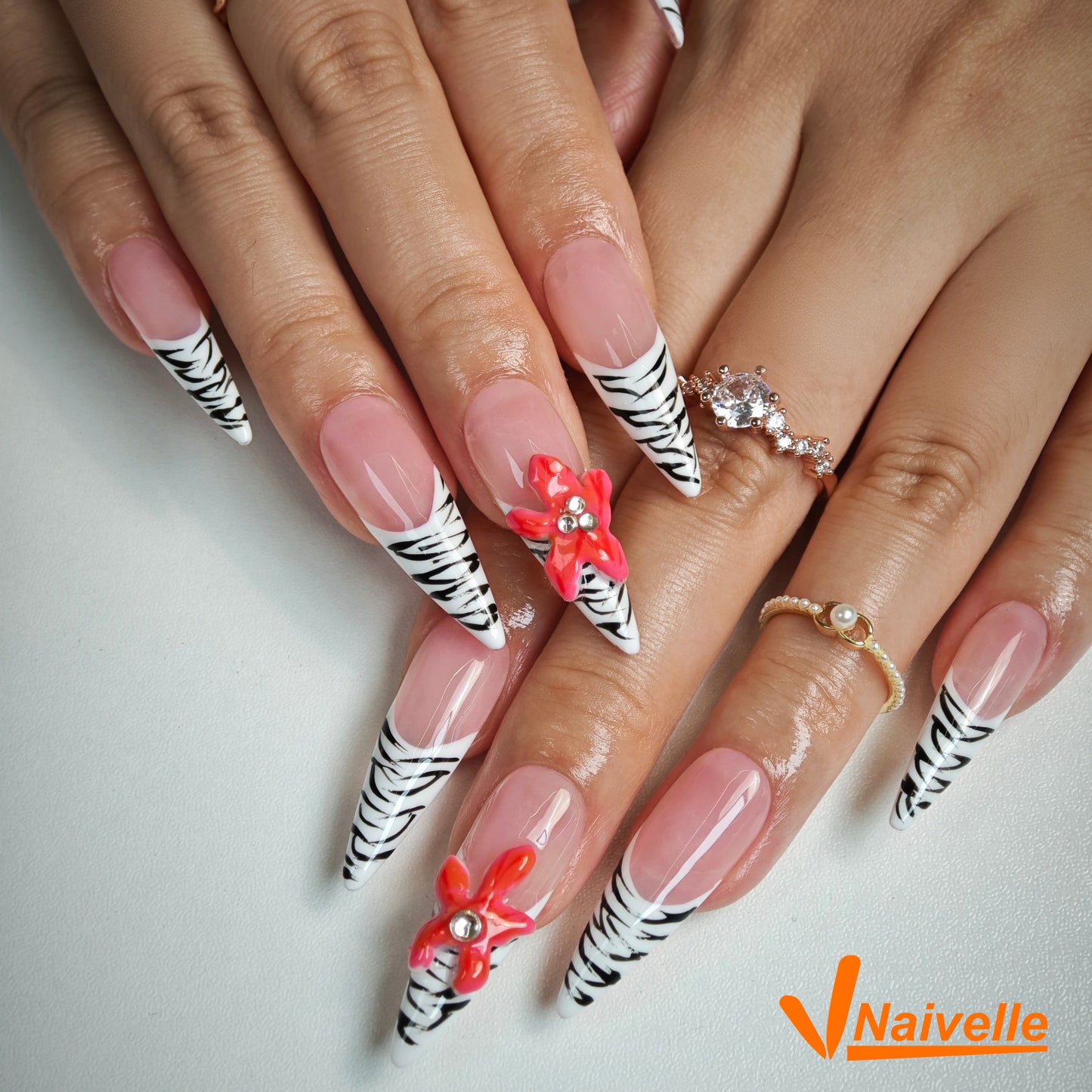 Naivelle Press On Nails Long Pink-Party-C16