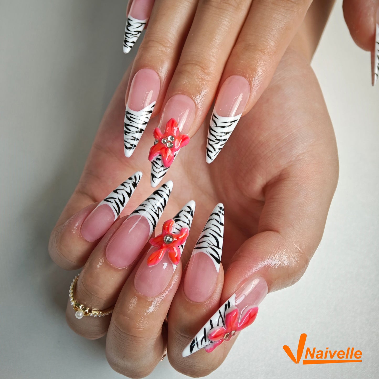 Naivelle Press On Nails Long Pink-Party-C16