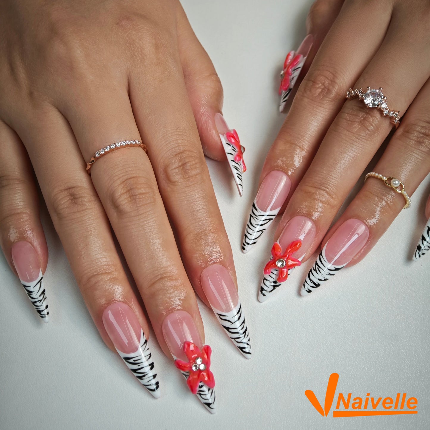 Naivelle Press On Nails Long Pink-Party-C16