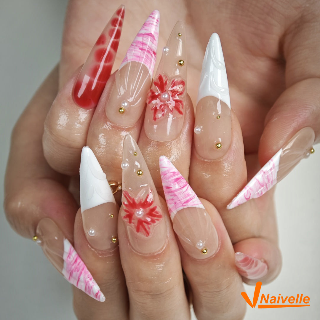 Naivelle Press On Nails Long Pink-Wedding-C18