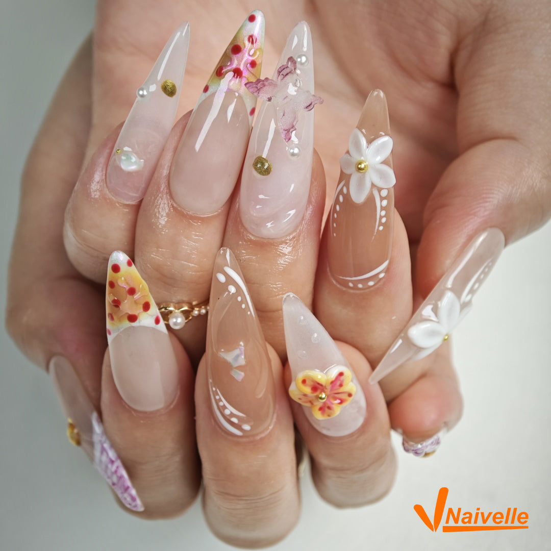 Naivelle Press On Nails Long Pink-Wedding-C19