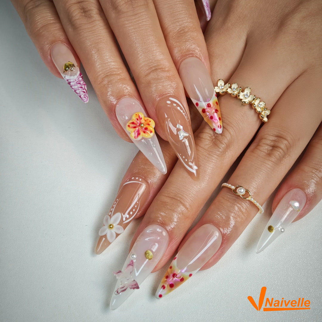 Naivelle Press On Nails Long Pink-Wedding-C19