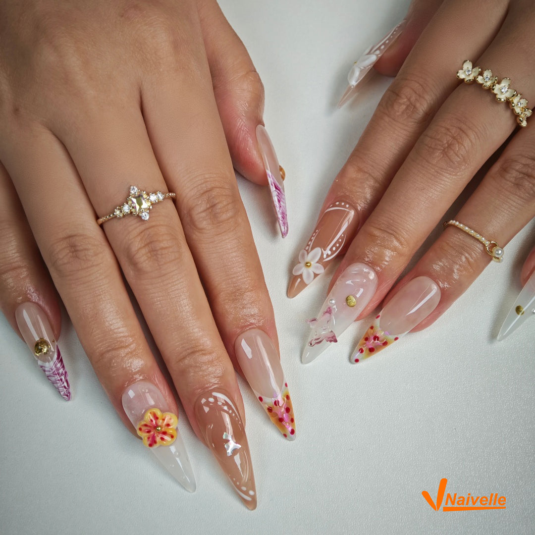 Naivelle Press On Nails Long Pink-Wedding-C19