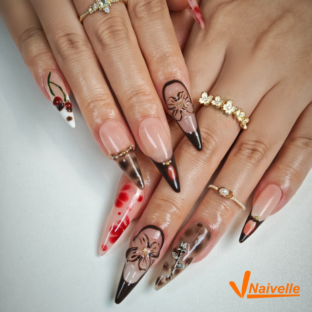 Naivelle Press On Nails Long Brown-Fall-C23