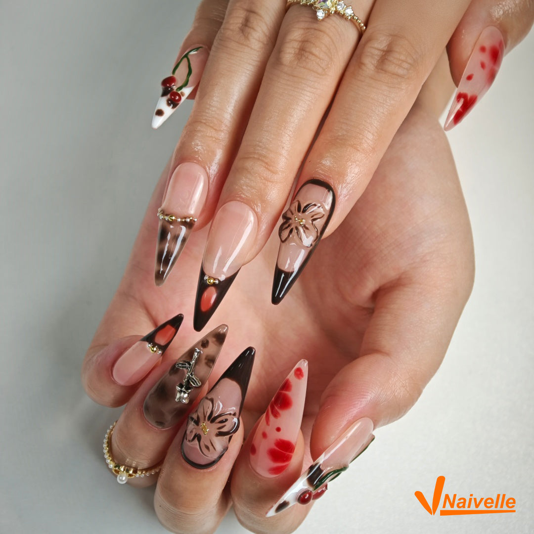 Naivelle Press On Nails Long Brown-Fall-C23