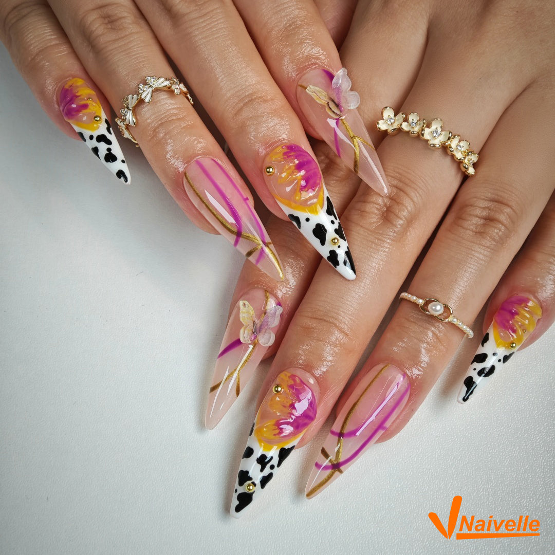 Naivelle Press On Nails Long Purple-Party-C25