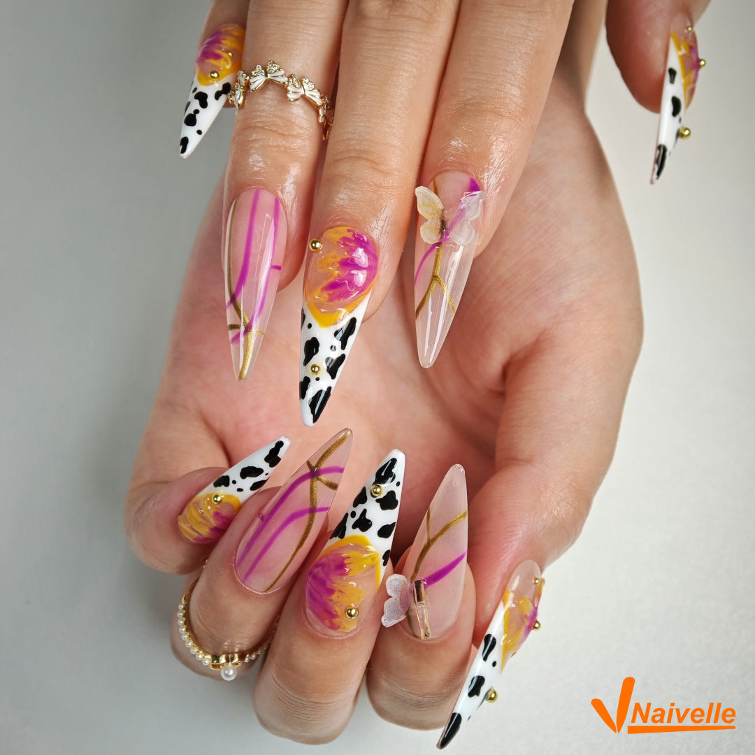 Naivelle Press On Nails Long Purple-Party-C25