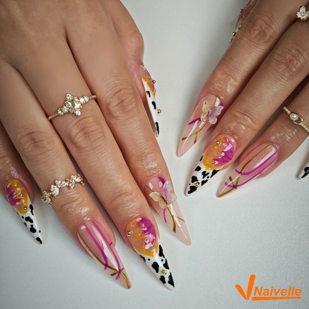 Naivelle Press On Nails Long Purple-Party-C25