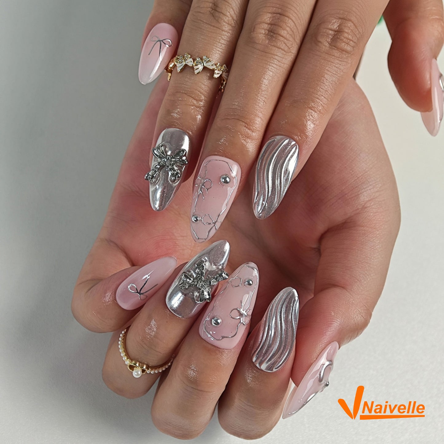 Naivelle Press On Nails Middle Pink-Wedding-C2