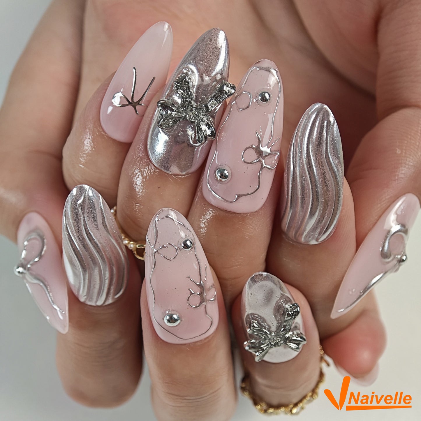 Naivelle Press On Nails Middle Pink-Wedding-C2