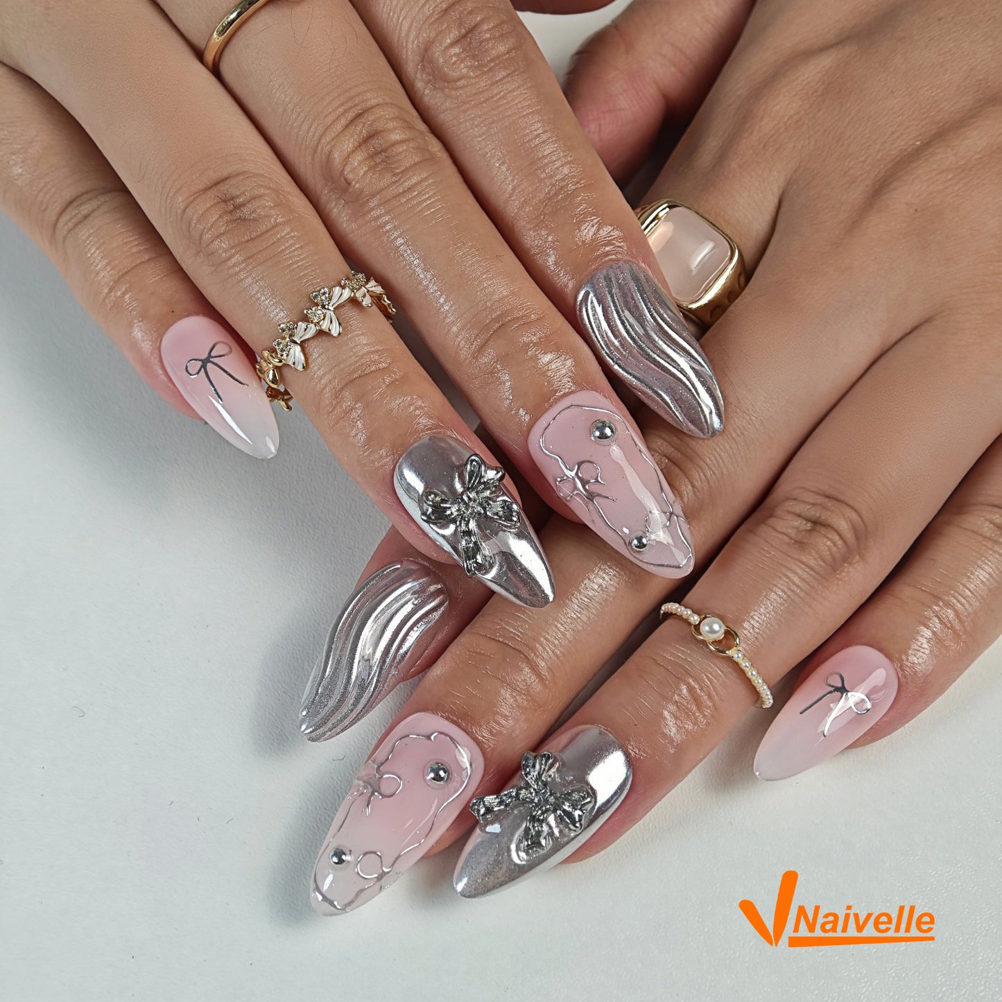 Naivelle Press On Nails Middle Pink-Wedding-C2