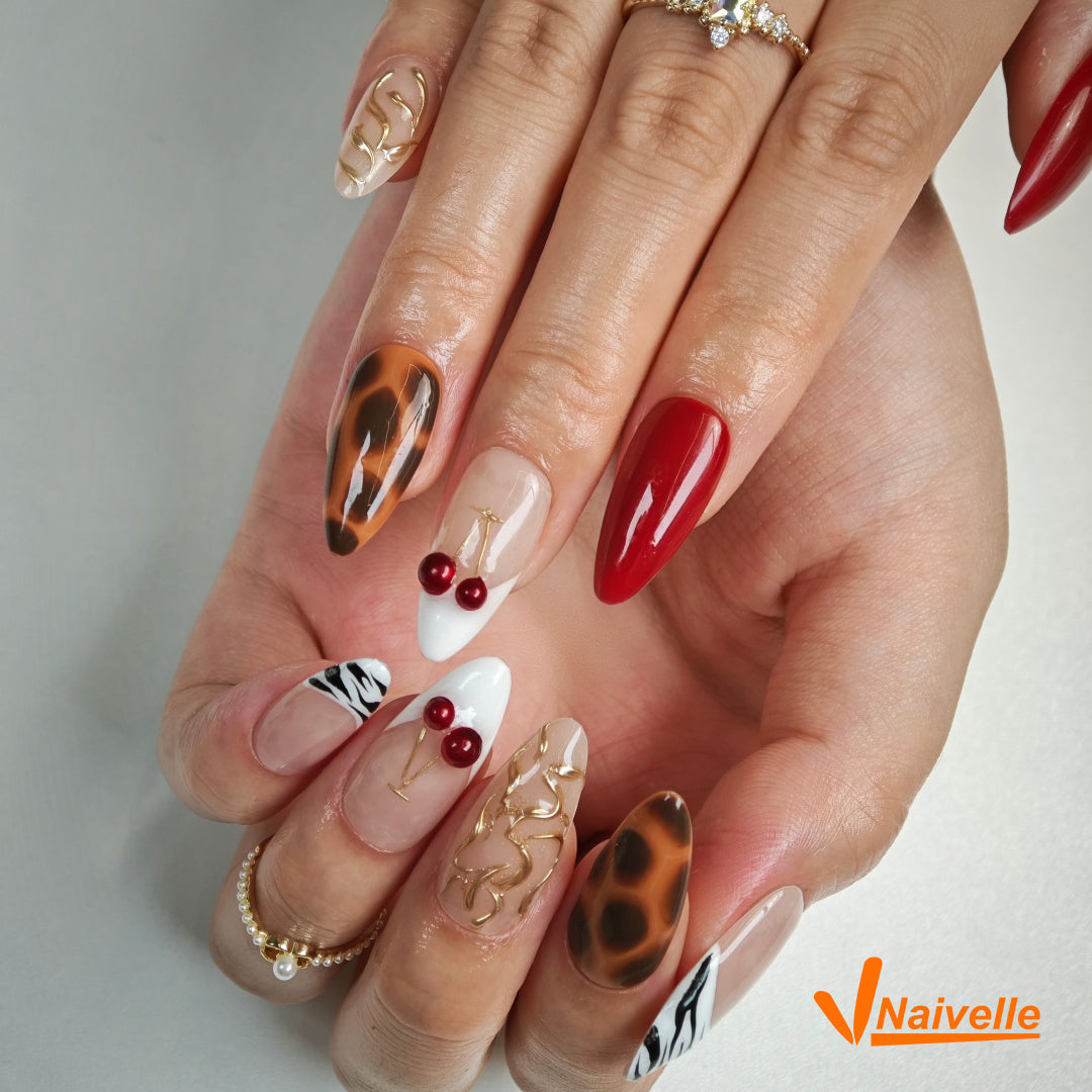 Naivelle Press On Nails Middle Red-Party-C3