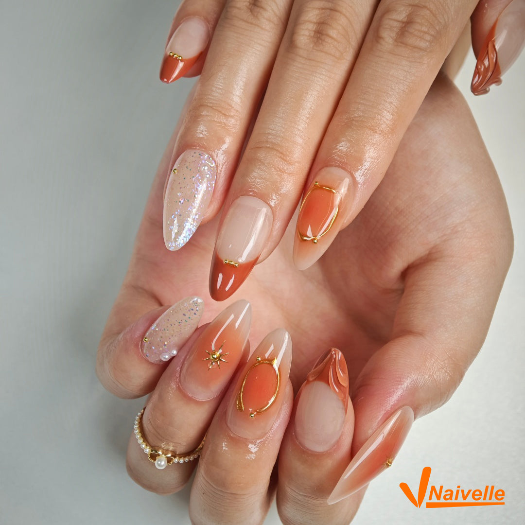 Naivelle Press On Nails Middle Coral-Red-Party-C4