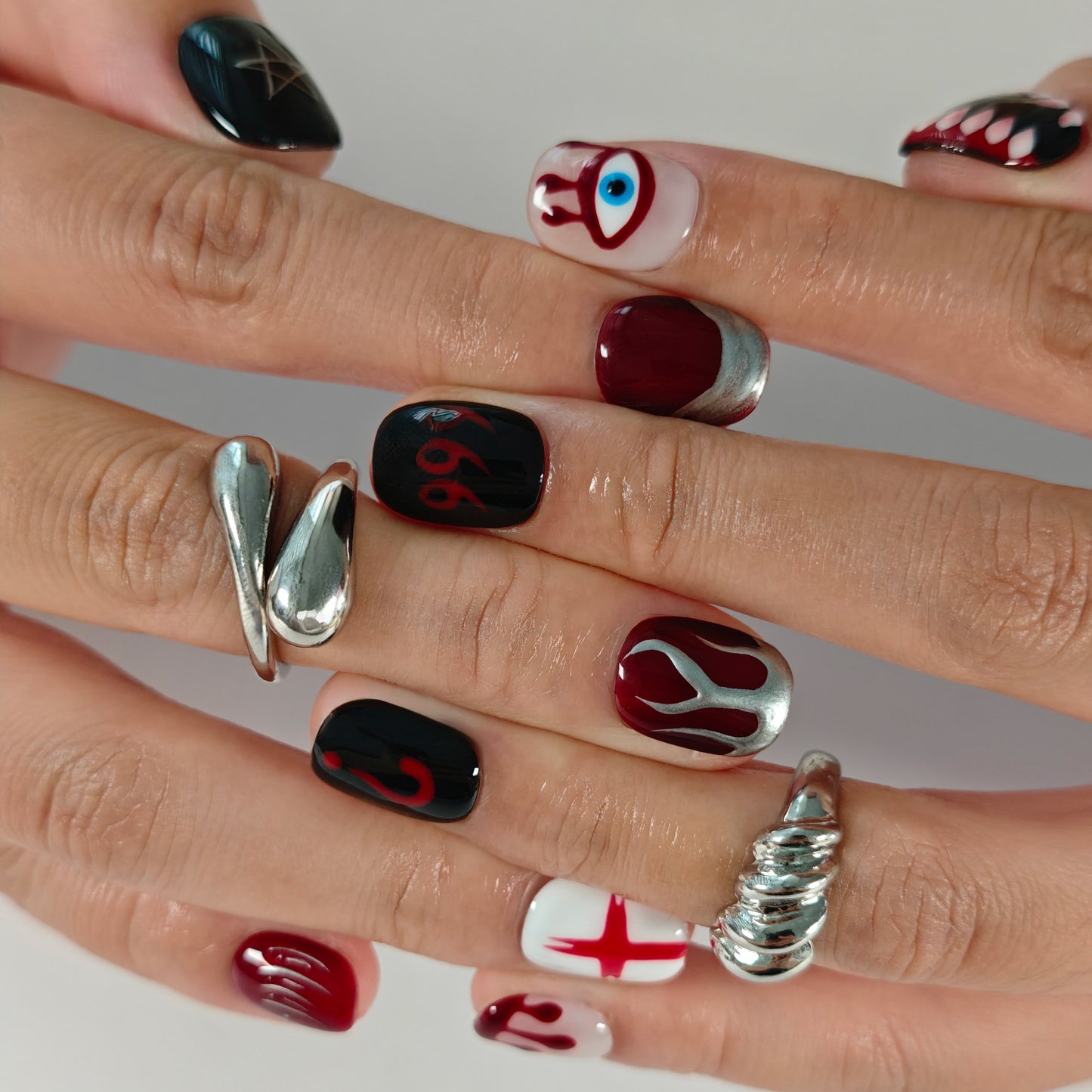 Naivelle Press On Nails Short Black-Halloween-S88