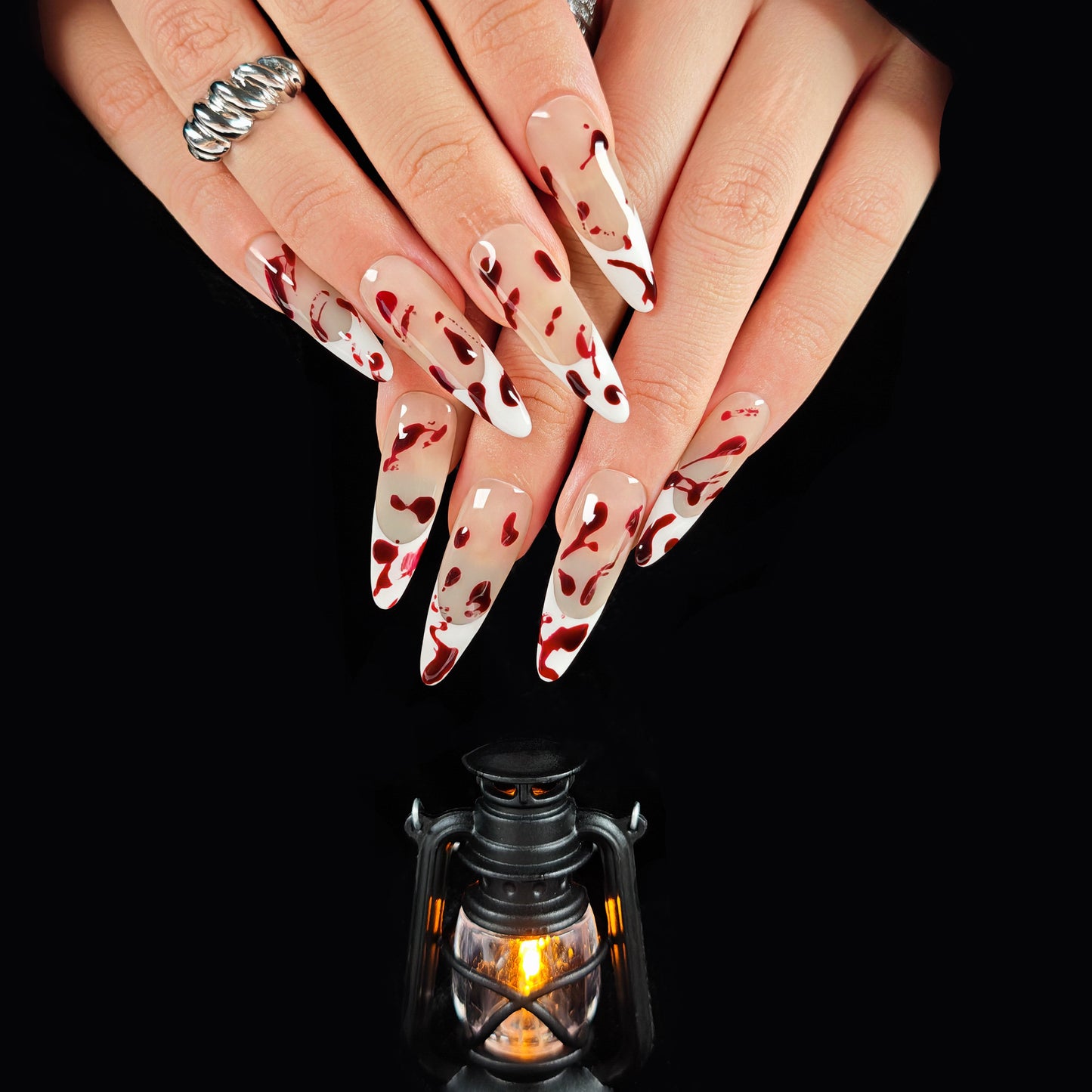 Naivelle Press On Nails Long White-Halloween-S96