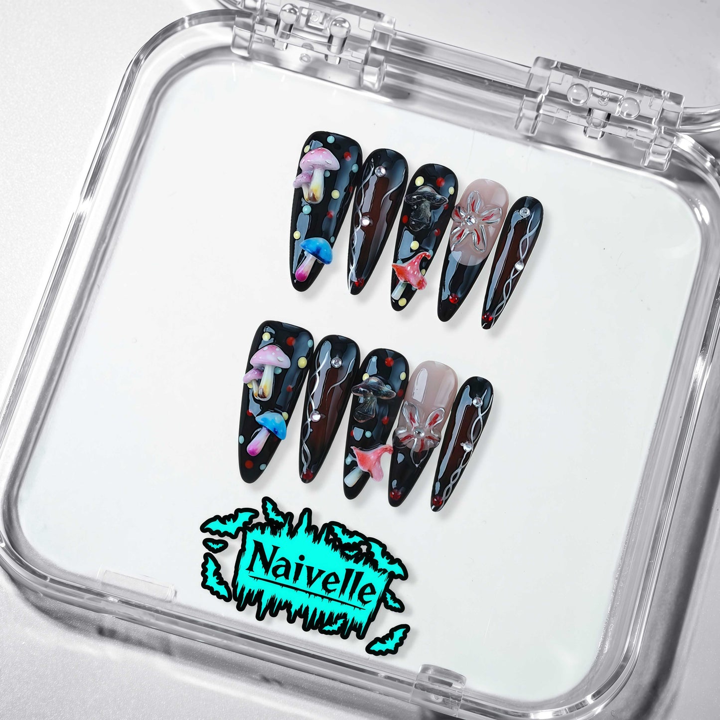NaivellePressOnNailsLongBlack-Halloween-S101