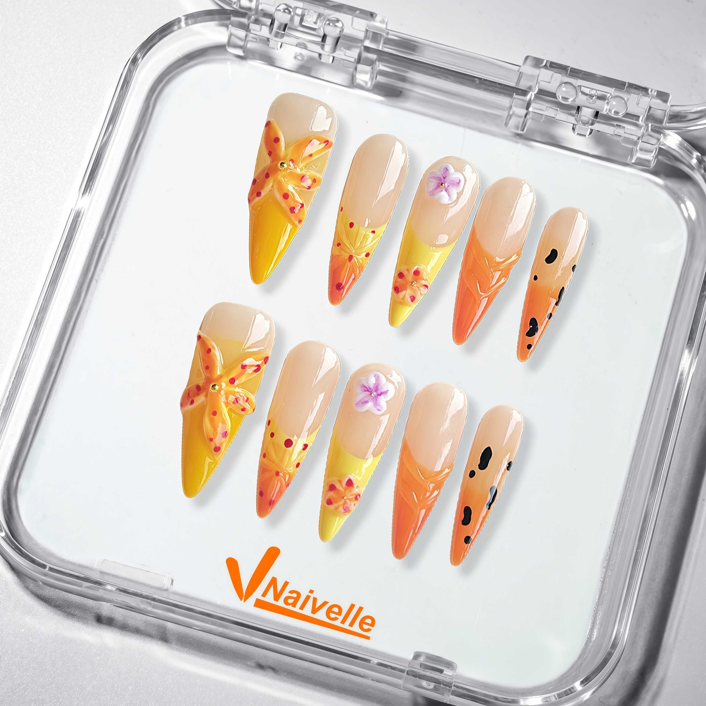 NaivellePressOnNailsLongOrange-Summer-C22