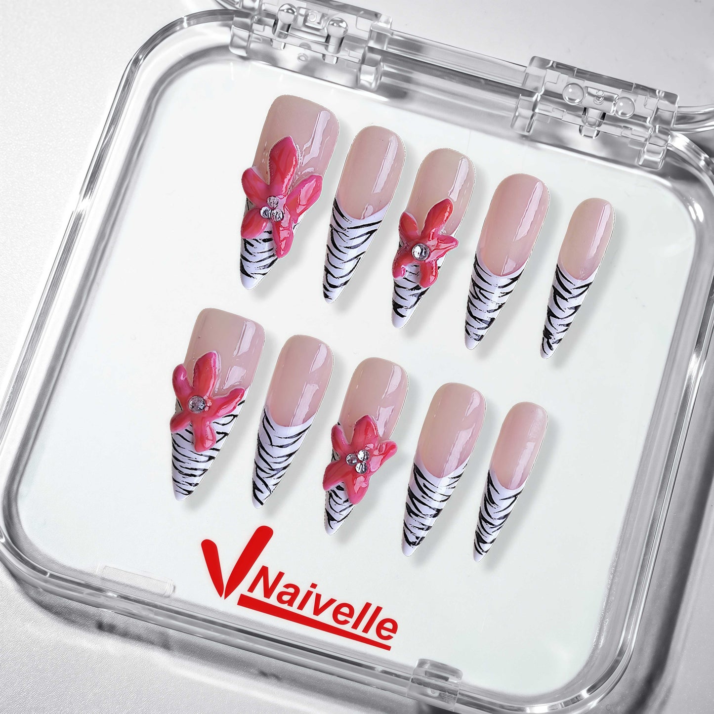 NaivellePressOnNailsLongPink-Party-C16