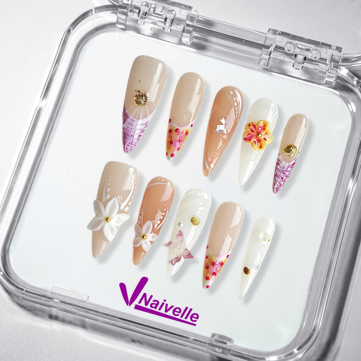 NaivellePressOnNailsLongPink-Wedding-C19