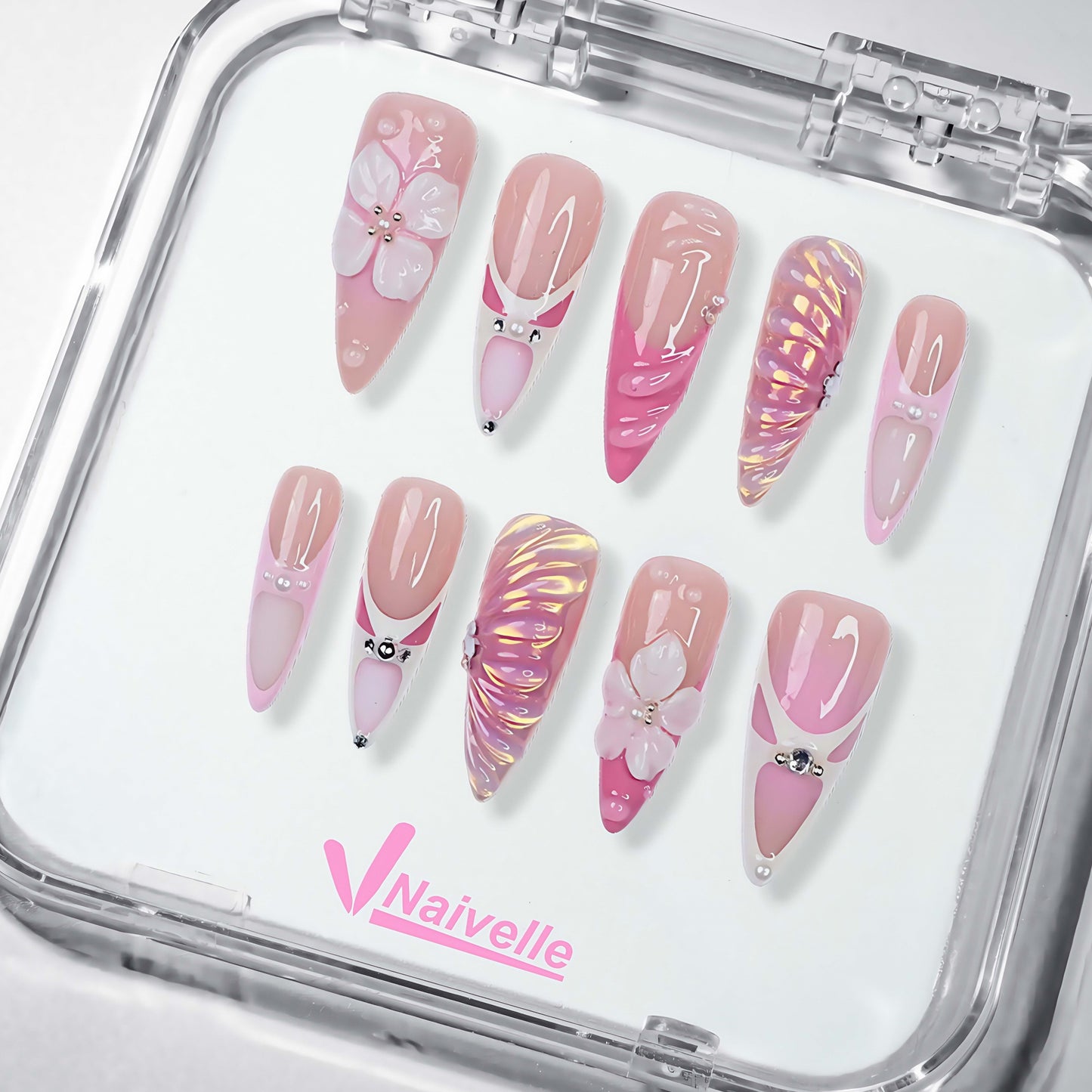 NaivellePressOnNailsLongPink-Wedding-S43