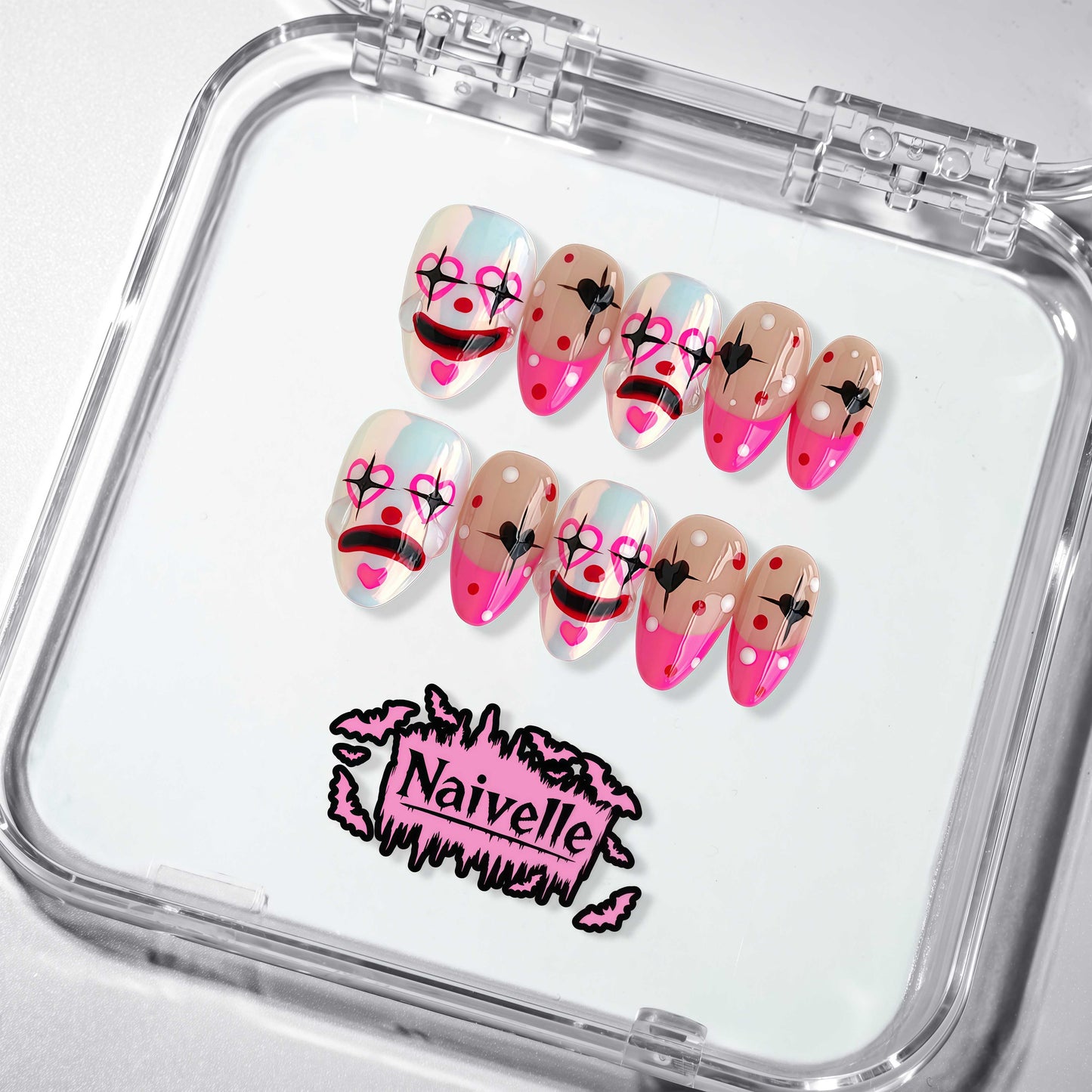 NaivellePressOnNailsMiddlePink-Halloween-S89