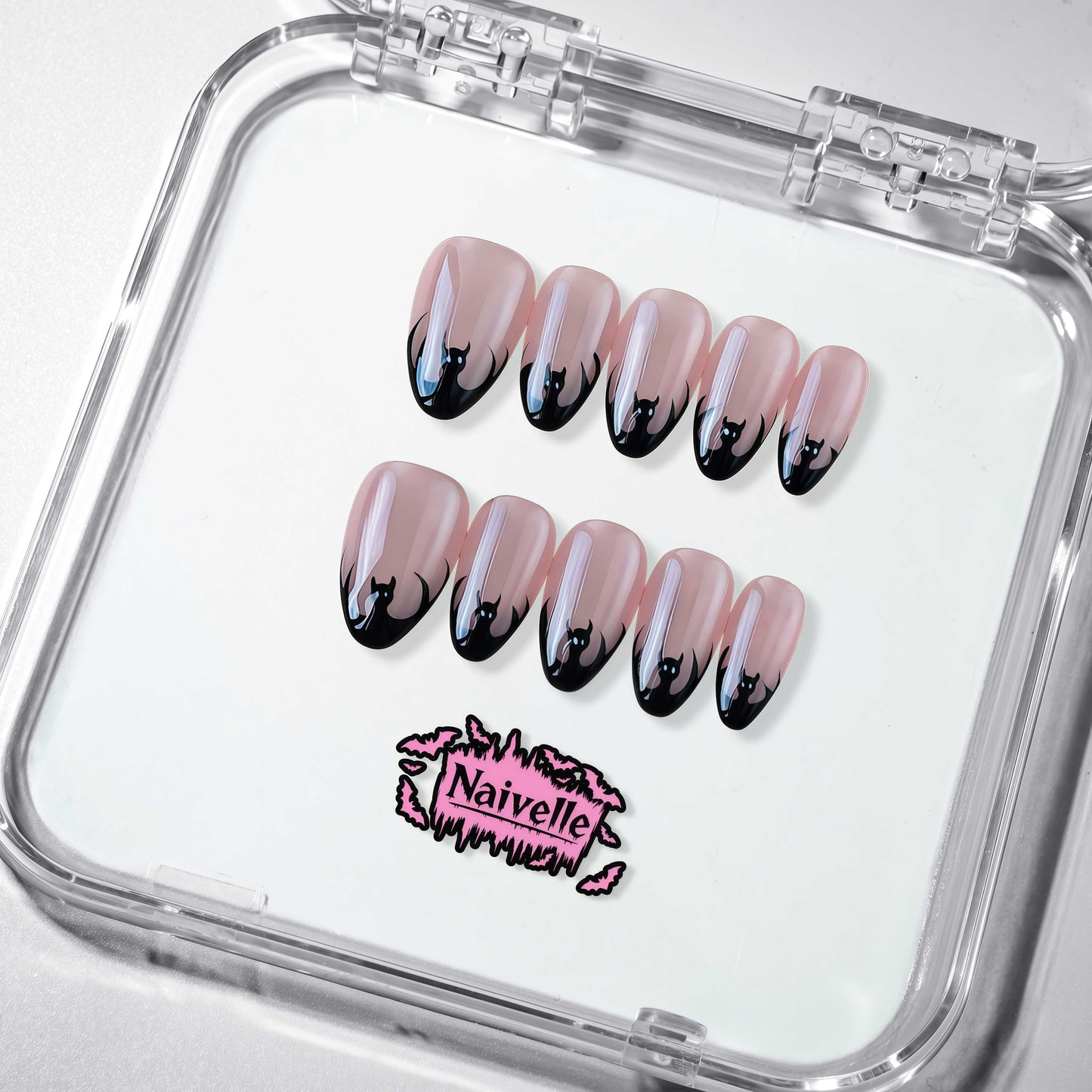 NaivellePressOnNailsMiddlePink-Halloween-S98