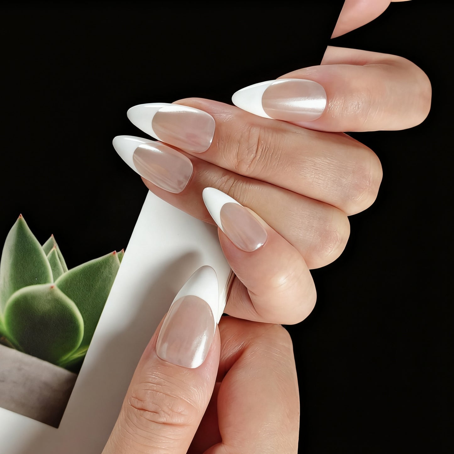 Naivelle Press On Nails Middle White-Party-S142