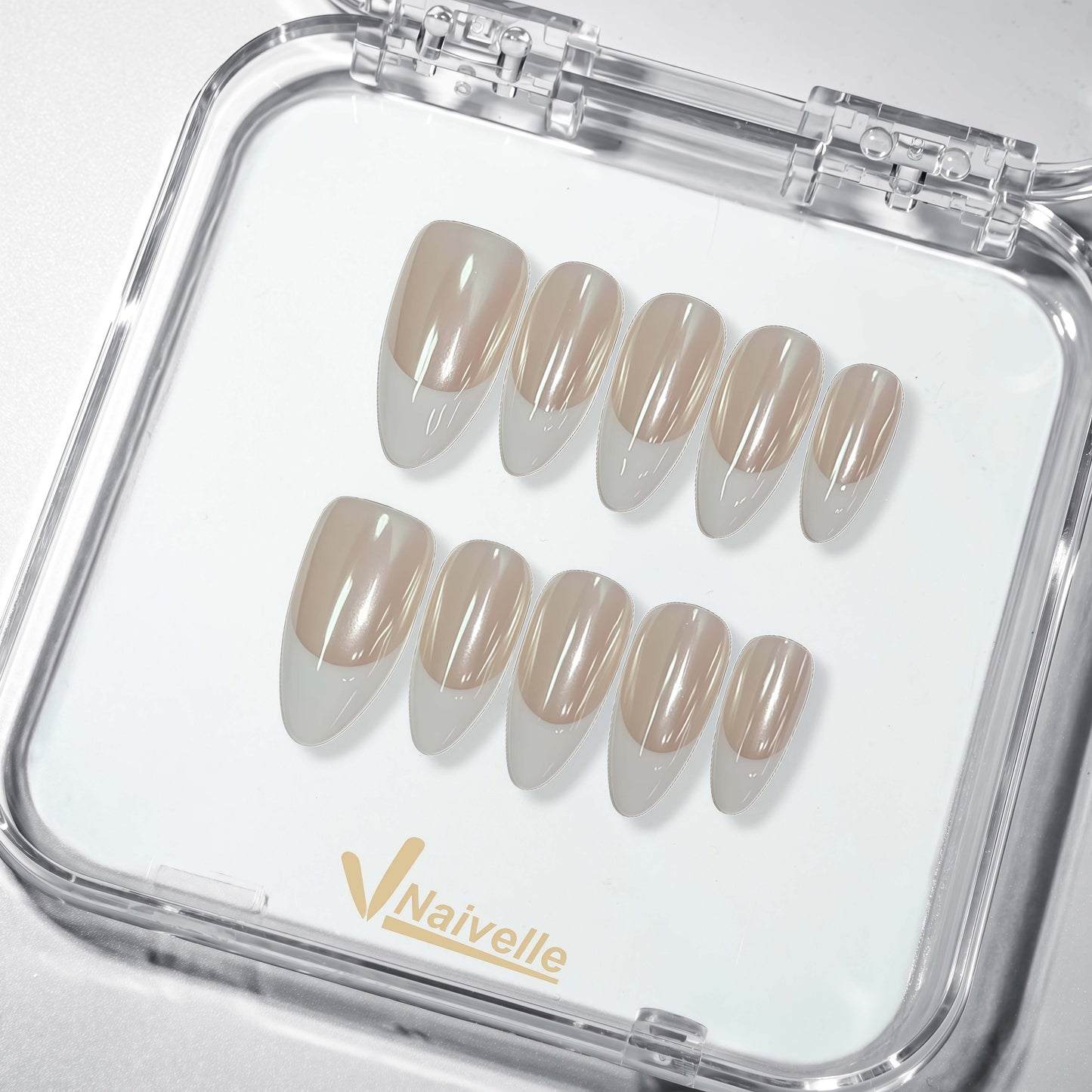 Naivelle Press On Nails Middle White-Party-S142