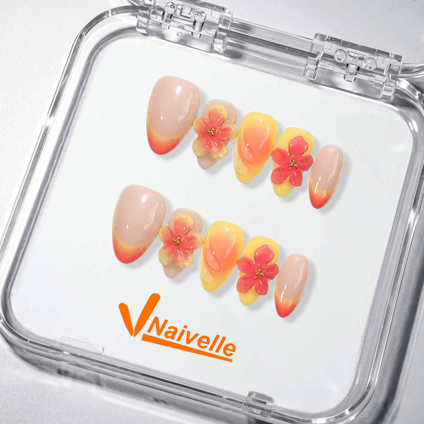 NaivellePressOnNailsShortOrange-Summer-S59