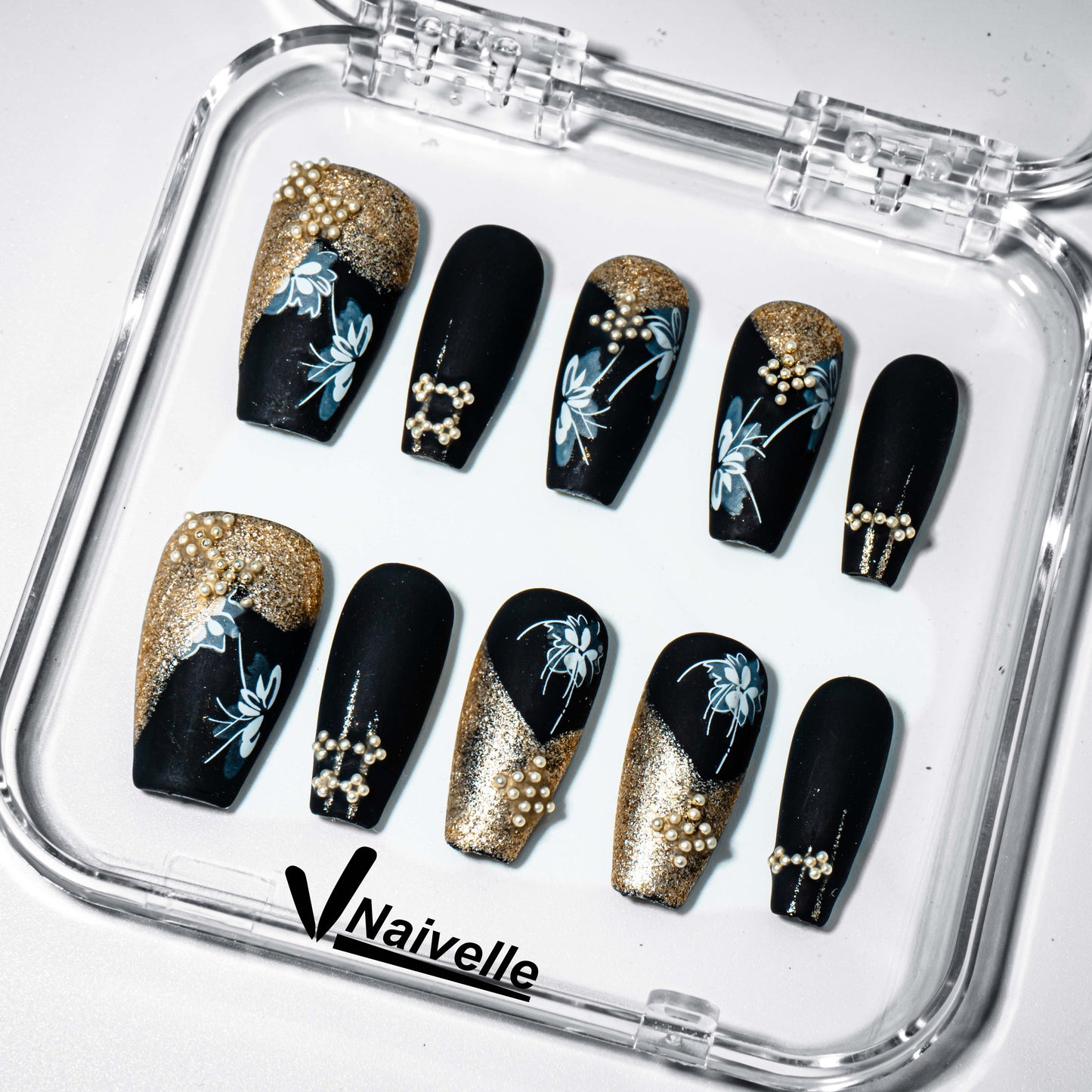 Naivelle_Press_On_Nails_Middle_Black_and_gold-3D_Nailart_Chinese_style-A681