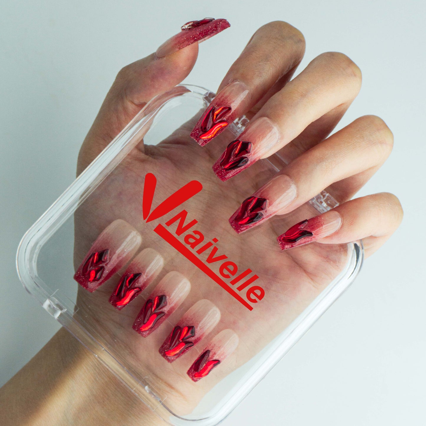 Naivelle_Press_On_Nails_Middle_Red-Party-A84_Hands-on