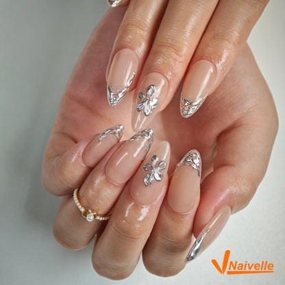 Naivelle Press On Nails Middle Silver-Wedding-C5